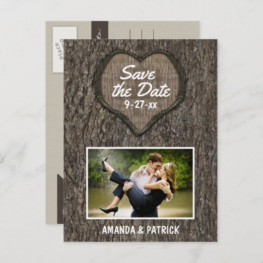 Land Rustikaler Eichenbaum speichern Datum Karten (Vorne/Hinten)