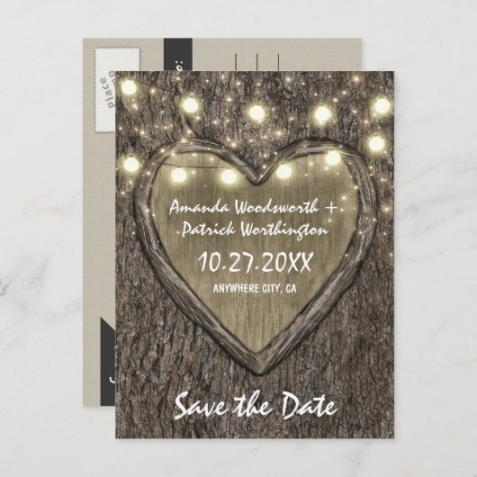 Land Rustikaler Eichenbaum speichern Datum Karten (Vorne/Hinten)