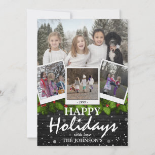 Land Rustikaler Weihnachtsfeiertag 4 x Foto Feiertagskarte