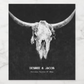 Land Rustikaler Western Schwarz-Weiß-Bullen-Schäde Weinetikett (Einzelnes Label)