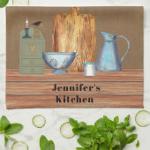 Land Rustikales Bauernhaus Küche Personalisiert Geschirrtuch (Gefaltet)