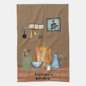 Land Rustikales Bauernhaus Küche Personalisiert Geschirrtuch (Vertikal)