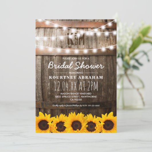 Land Rustikales Brautparty | Sonnenblumen Einladung (Stehend Vorderseite)