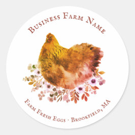 Land Rustikales, florales Hühnchen Runder Aufkleber
