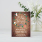 Land Rustikales Holz Blumengarten Brautparty Ankündigungspostkarte (Stehend Vorderseite)