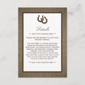 Land Rustikales Hufeisen auf Burlap Hochzeit Detai Begleitkarte (Vorderseite)