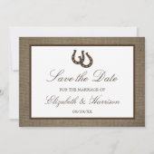 Land Rustikales Hufeisen auf Burlap Save the Date (Vorderseite)