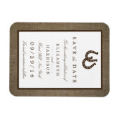 Land Rustikales Hufeisen auf Burlap Save the Date Magnet (Horizontal)