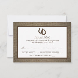 Land Rustikales Hufeisen auf Burlap Wedding RSVP Karte
