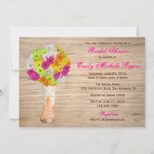 Land-rustikales Stiefel-und Einladung (Vorderseite)