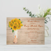 Land-rustikales Stiefel-und Sonnenblume-Brautparty Einladung (Stehend Vorderseite)