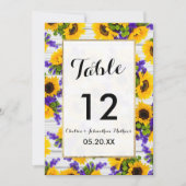 Land Rustikales Weißholz Lila Gelbe Sonnenblume Einladung (Vorderseite)