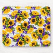 Land Rustikales Weißholz Lila Gelbe Sonnenblume Mousepad (Vorne)