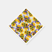 Land Rustikales Weißholz Lila Gelbe Sonnenblume Serviette (Ecke)