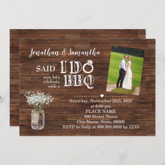 Land sagte, ich mache GRILLEN Elopement nach Hochz Einladung (Vorne/Hinten)