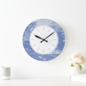 Land-schäbige Eleganz Blue Toil de Jouy French Große Wanduhr (Zuhause)