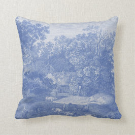 Land-schäbige Eleganz Blue Toil de Jouy French Kissen