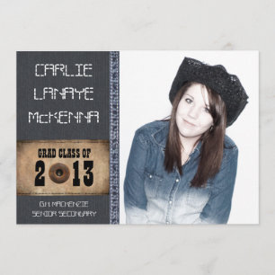 Land-Schatz-Mädchen-Absolvent-Denim-Jean-Art Einladung