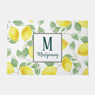 Land-schicker Aquarell-Zitronen-Familienname Fußmatte