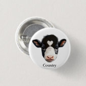 Land Schwarz-Weiß-Kuh-Gesicht Button (Vorne & Hinten)