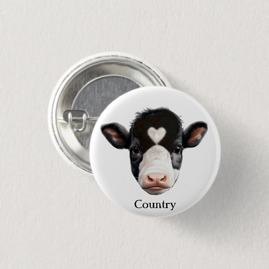 Land Schwarz-Weiß-Kuh-Gesicht Button (Vorne & Hinten)