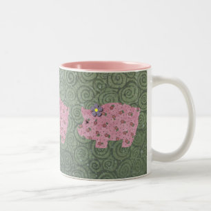 Land-Schwein-Tasse Zweifarbige Tasse