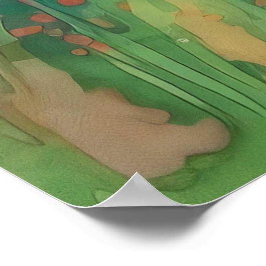 Land Sommer Landschaft Wasserfarbe Poster (Ecke)