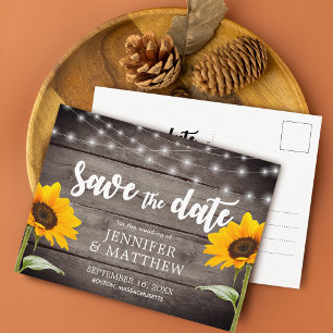 Land Sonnenblume Holz Licht Hochzeit Save The Date Ankündigungspostkarte