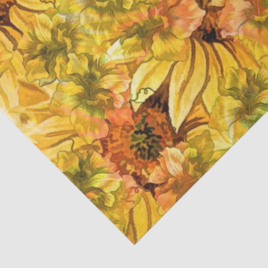 Land Sonnenblumen Aquarellbilder Hintergrund Seidenpapier (Ausschnitt)