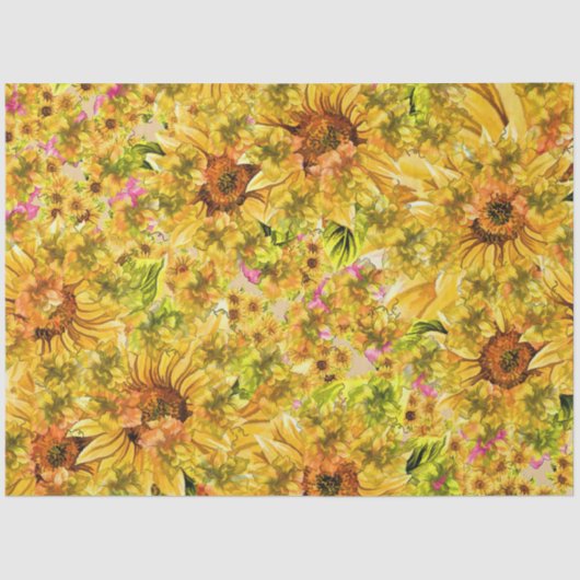 Land Sonnenblumen Aquarellbilder Hintergrund Seidenpapier (Vorderseite)