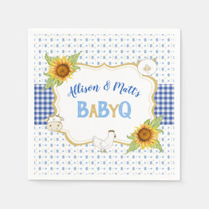 Land Sonnenblumen Blau Gingham Baby Q Barbeque Serviette