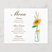 Land Sonnenblumen Boho Rustikale Hochzeitsmenü (Vorderseite)