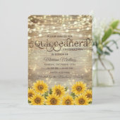 Land Sonnenblumen Lichter Quinceañera Einladung (Stehend Vorderseite)