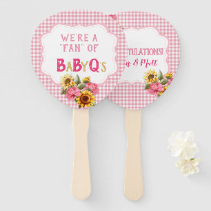 Land Sonnenblumen Rosen Rosa Gingham Kariert BabyQ Fächer