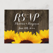 Land Sonnenblumen Rustikales Holz UAWG POSTCARDS Einladungspostkarte (Vorderseite)