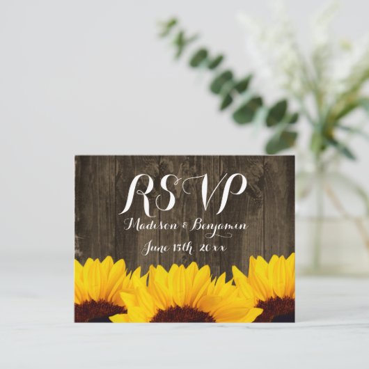 Land Sonnenblumen Rustikales Holz UAWG POSTCARDS Einladungspostkarte (Stehend Vorderseite)