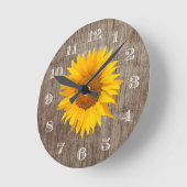Land Sonnenblumen Rustikales Stallholz Vintag Runde Wanduhr (Winkel)