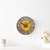 Land Sonnenblumen Rustikales Stallholz Vintag Runde Wanduhr (Zuhause)