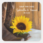 Land Sonnenblumen Western Hochzeit Save the Date Quadratischer Aufkleber (Vorderseite)
