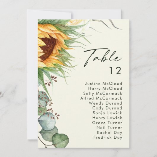 Land Sonnenblumenhellgelbe Tabelle (Rückseite)