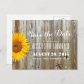 Land Sonnenblumenzwirn und Stallholz Save the Date Ankündigungspostkarte (Vorne/Hinten)