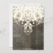 Land-Spitze-hölzernes rustikales Brautparty laden Einladung (Rückseite)