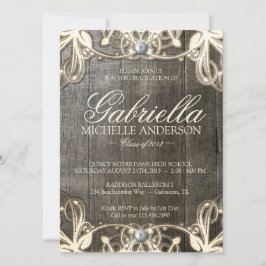 Land-Spitze-laden rustikales Abschluss-Foto ein Einladung