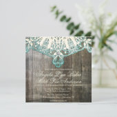 Land-Spitze und hölzerne rustikale Einladung (Stehend Vorderseite)