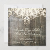 Land-Spitze und hölzerne rustikale Einladung (Vorderseite)