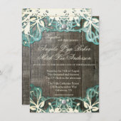 Land-Spitze und hölzerne rustikale Einladung (Vorne/Hinten)