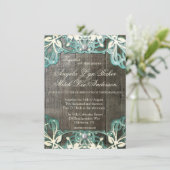 Land-Spitze und hölzerne rustikale Einladung (Stehend Vorderseite)