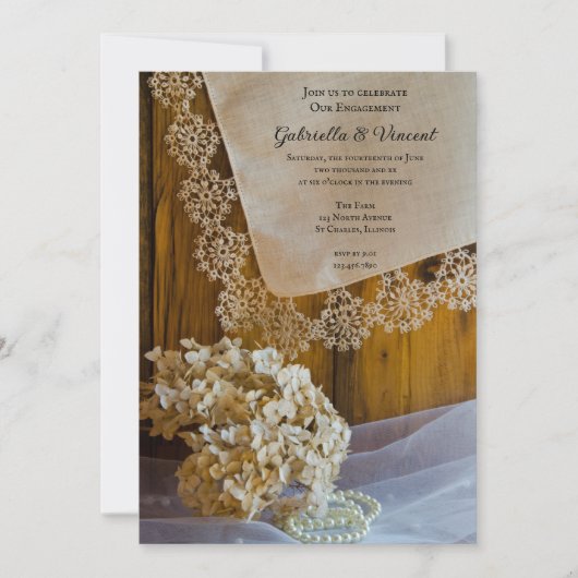 Land Spitzen und Blume Verlobung Stall Party Einladung (Vorderseite)