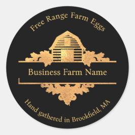 Land Stall Farmhouse Gold und Black Runder Aufkleber