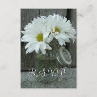 Land / Stallhochzeit RSVP - Daisies Mason Jar